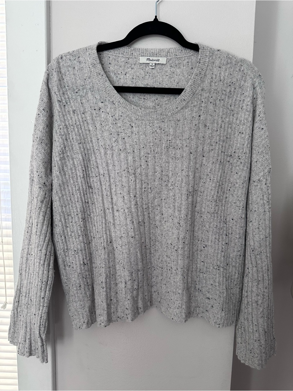 Madewell Heather Gray Ribbed Crewneck Sweater Sz M